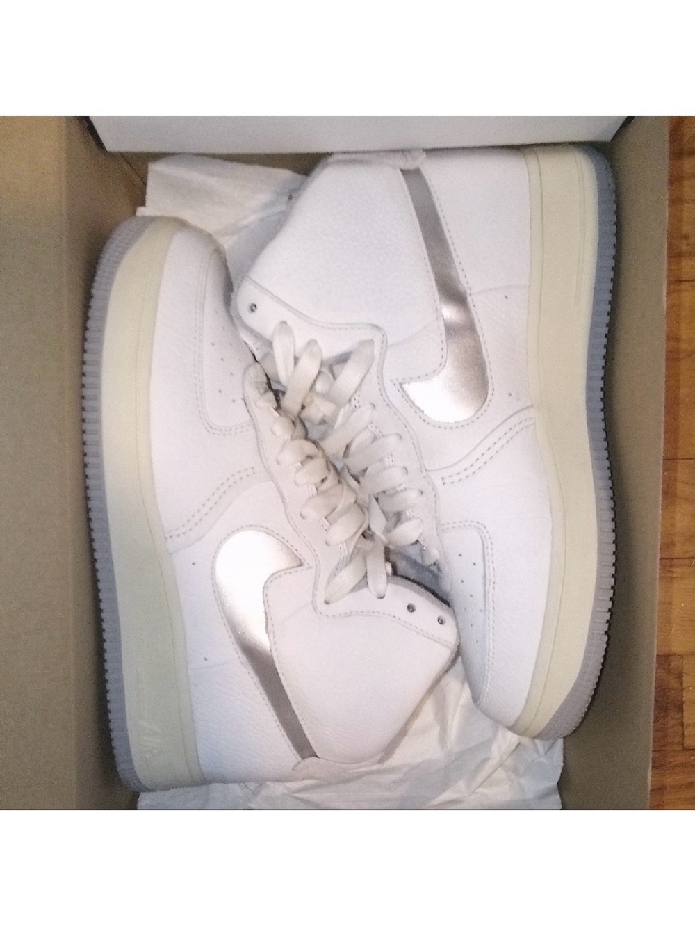 Nike AF1 High Sculpt Nike Air Force 1 High White Silver Mens 9 Air Force One